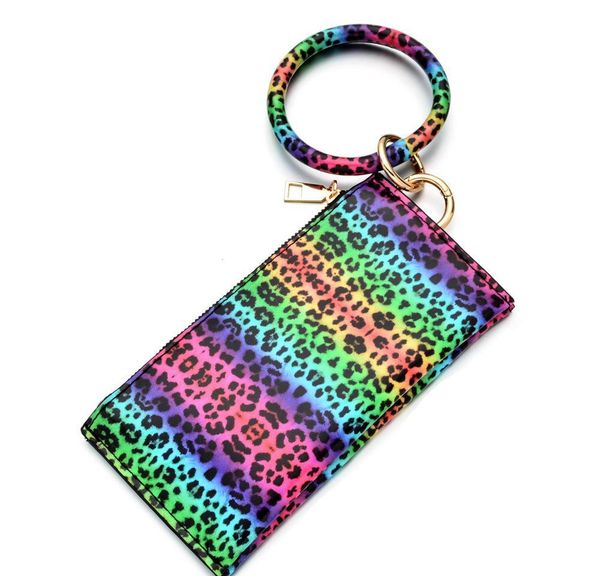leopard print pu кожаный кисточкой браслет двойной слой женские брелочные кошельки карта сумка мобильный телефон сумка bbybud lg2010